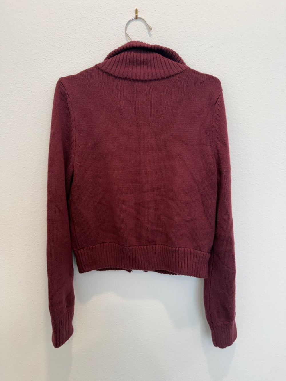 Abercrombie & Fitch zipper cardigan in burgundy - Picture 5 of 5